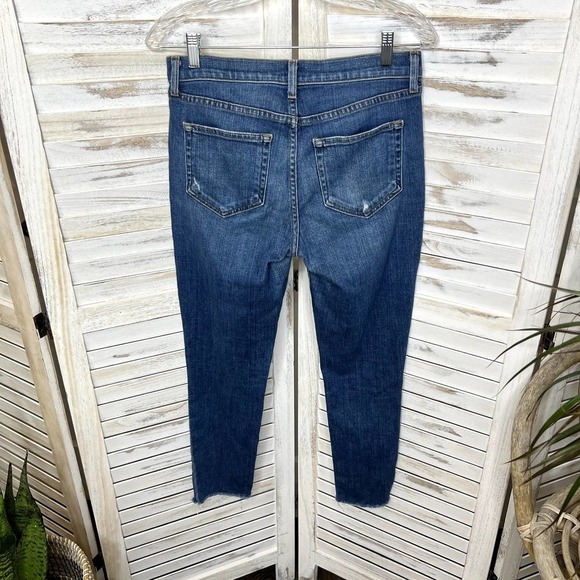 L'agence Women's Marcelle Slim Fit Jeans Authentique Distressed Denim Raw Hem 26 - Picture 15 of 16